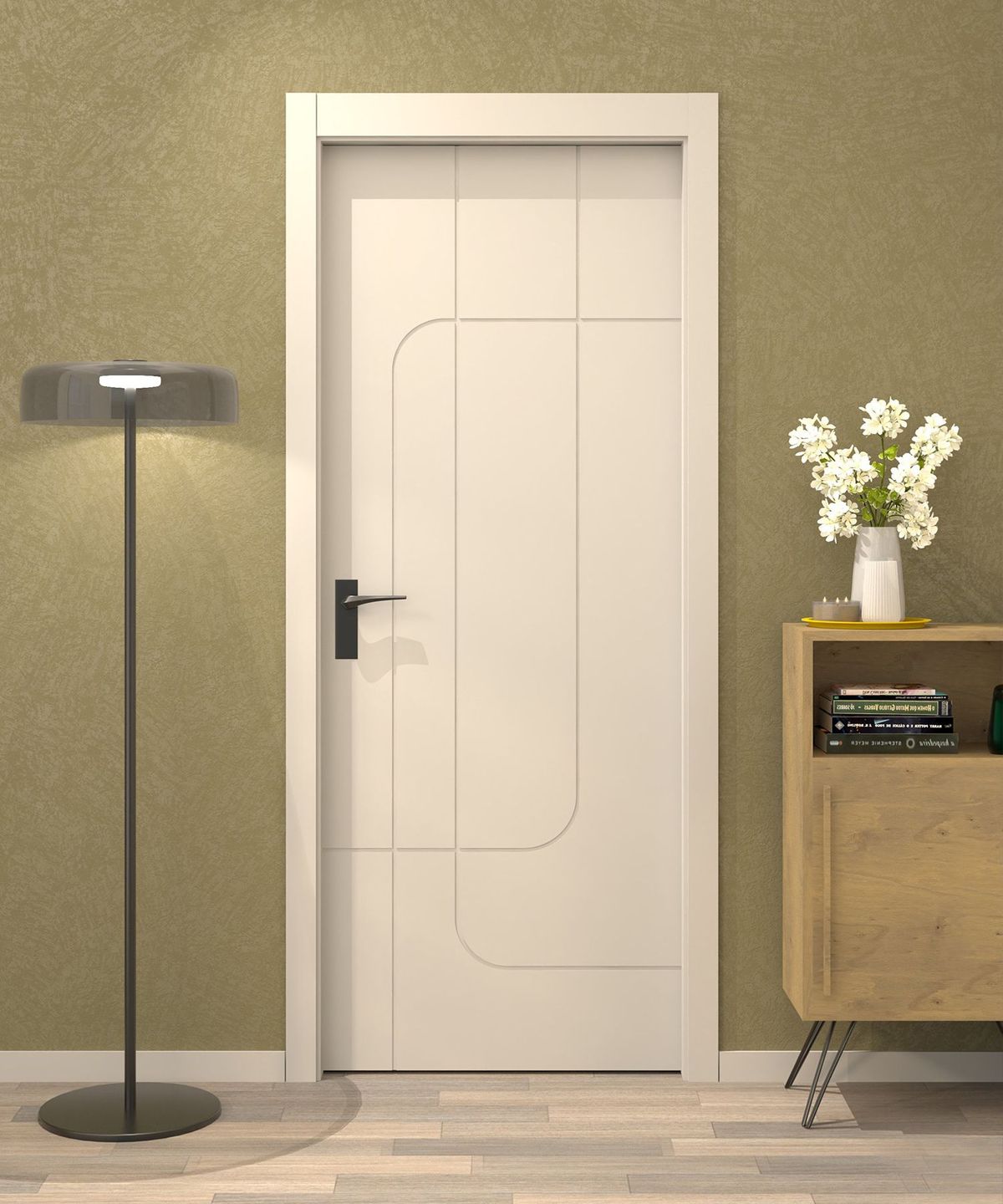 HOME 01 — تصور لباب داخلي: سطح مستوٍ وهادئ